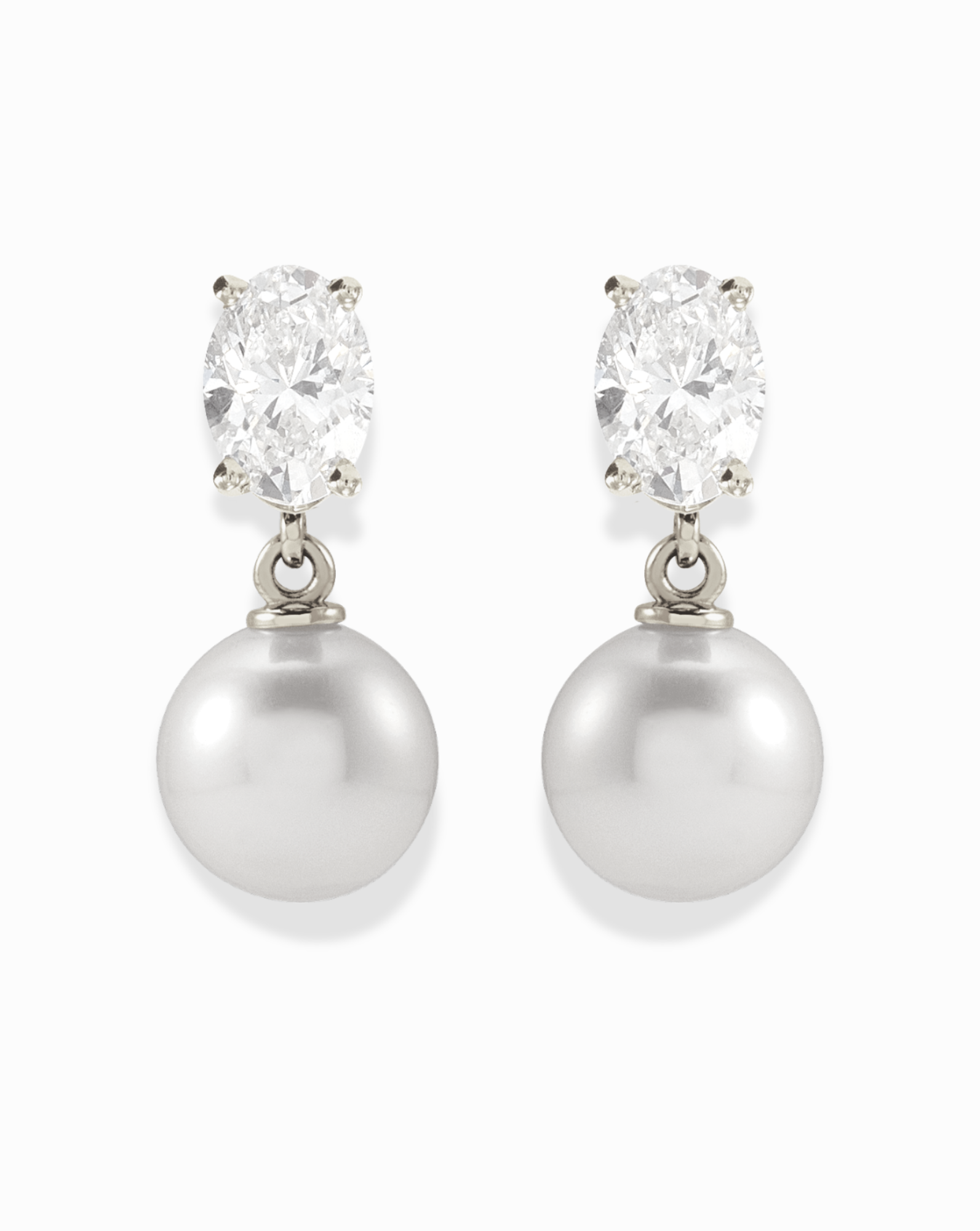 Diamond and Pearl Drop Earrings