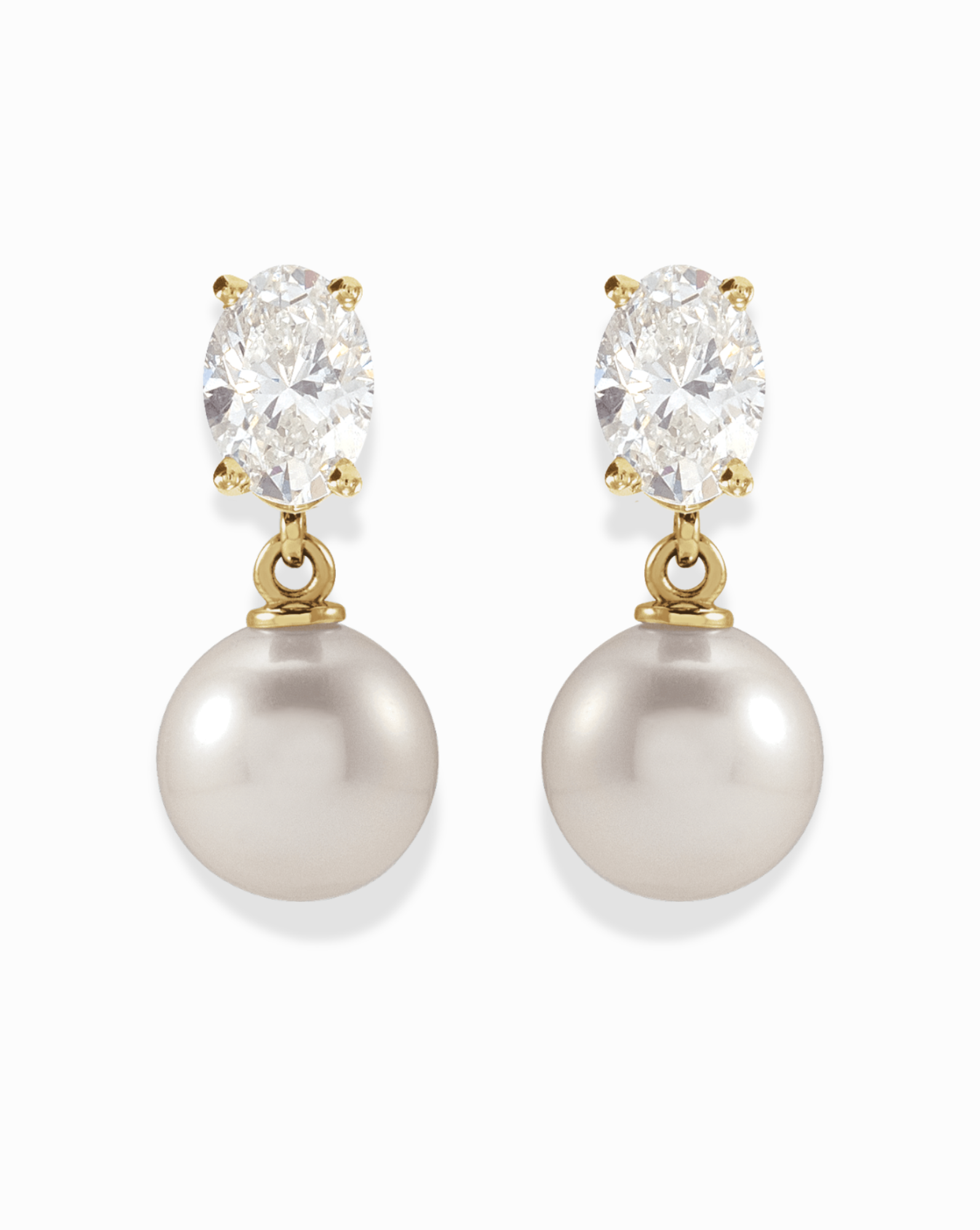 Diamond and Pearl Drop Earrings
