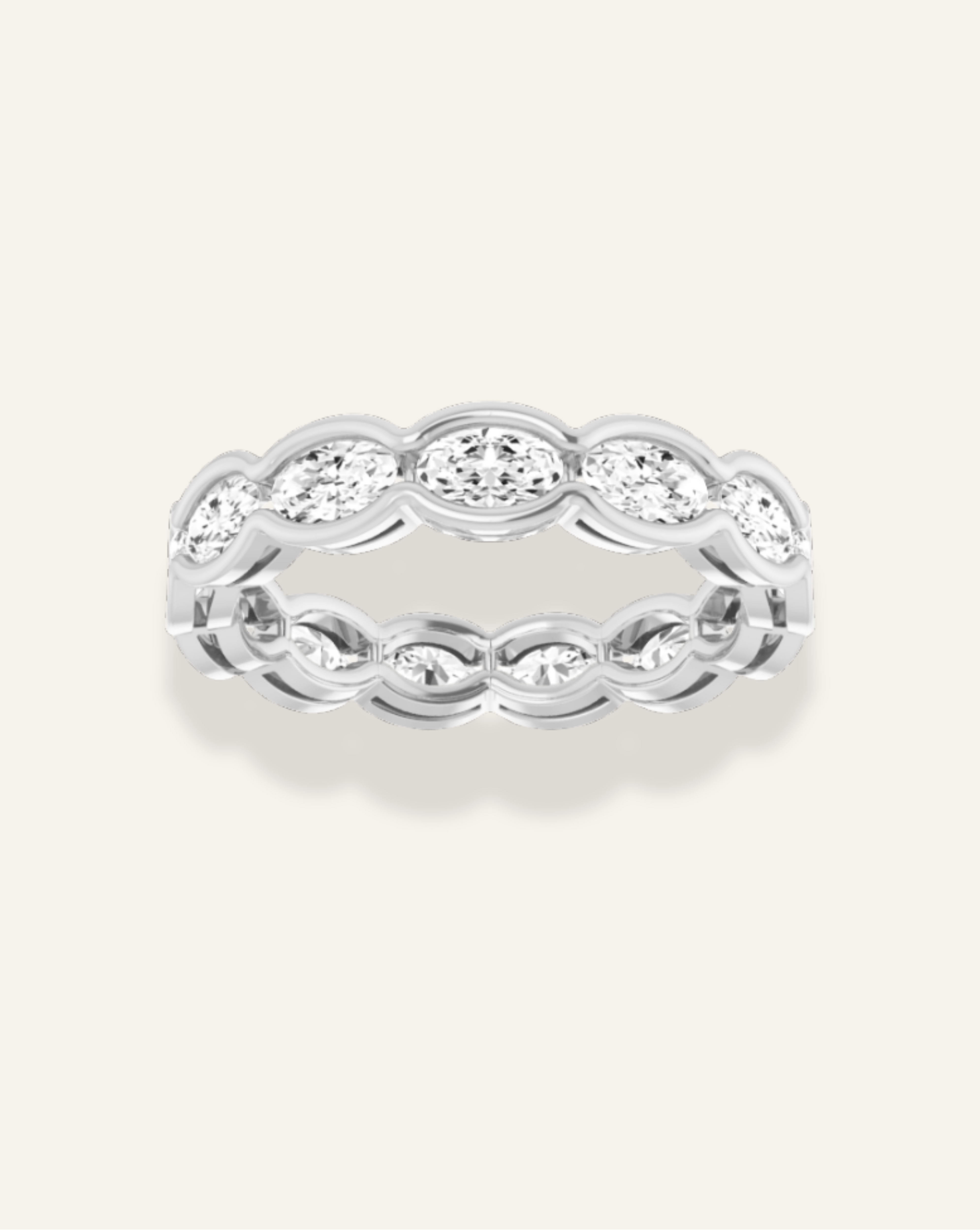 Oval Diamond Half Bezel Band