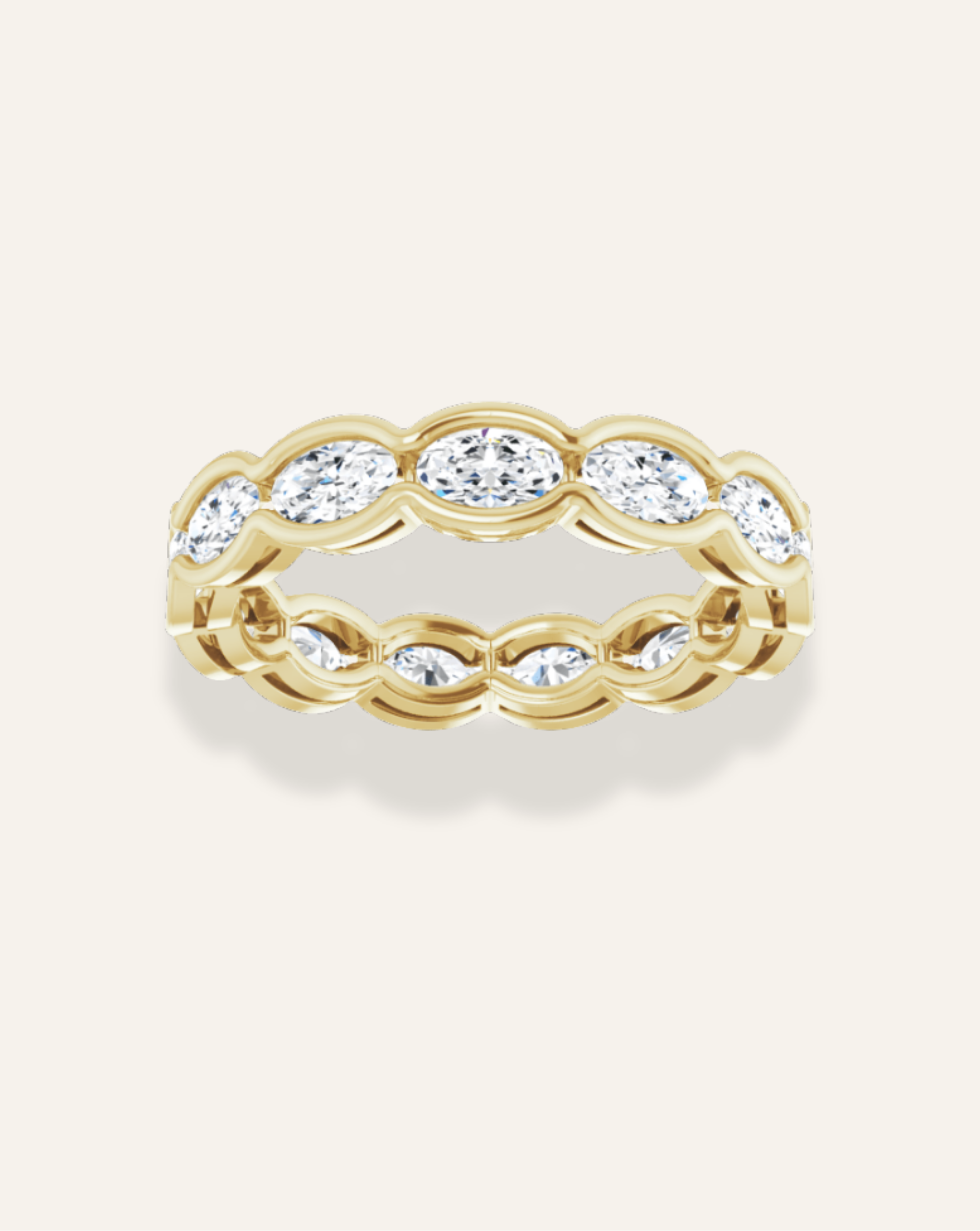 Oval Diamond Half Bezel Band