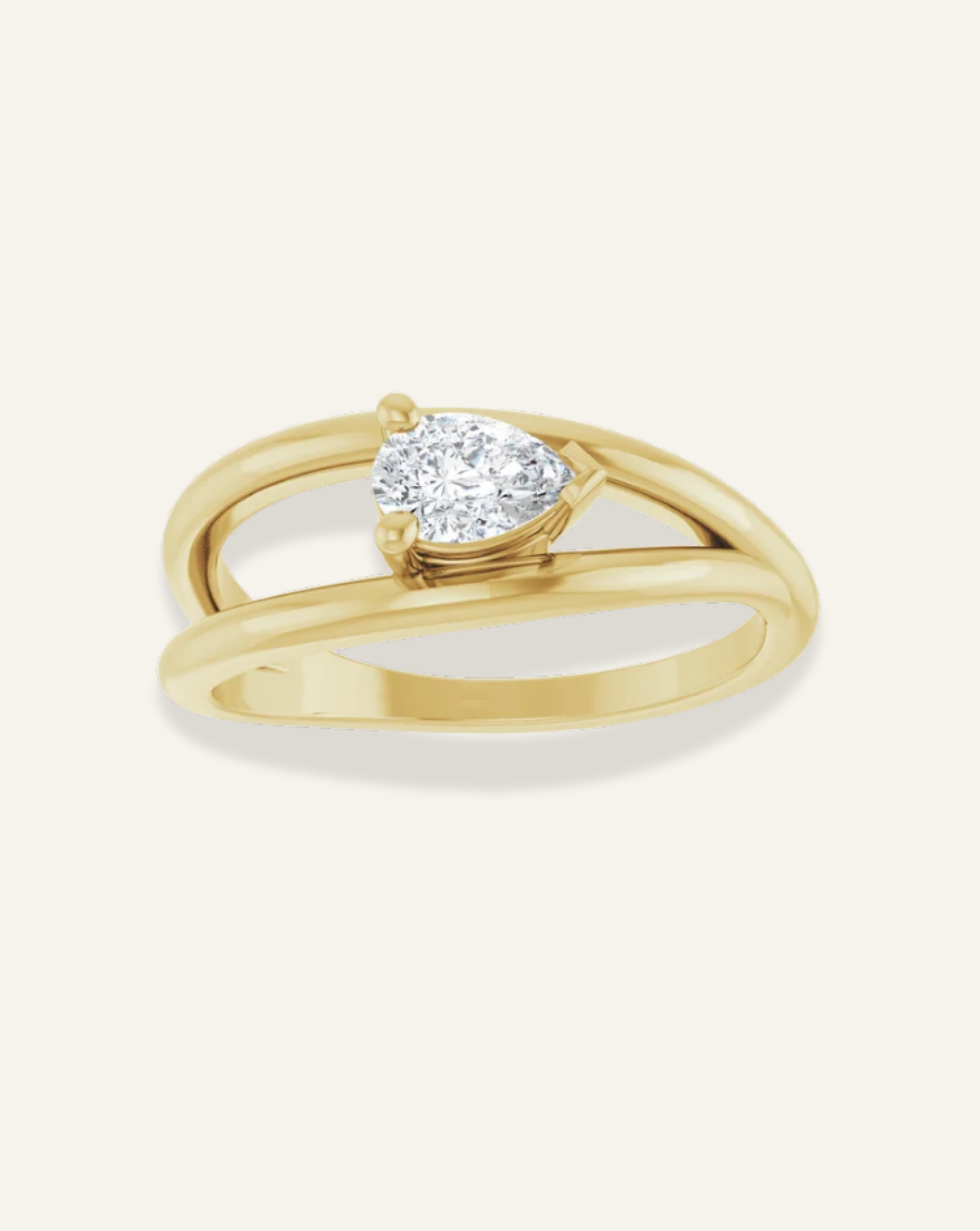 Pear Cut Asymmetrical Ring