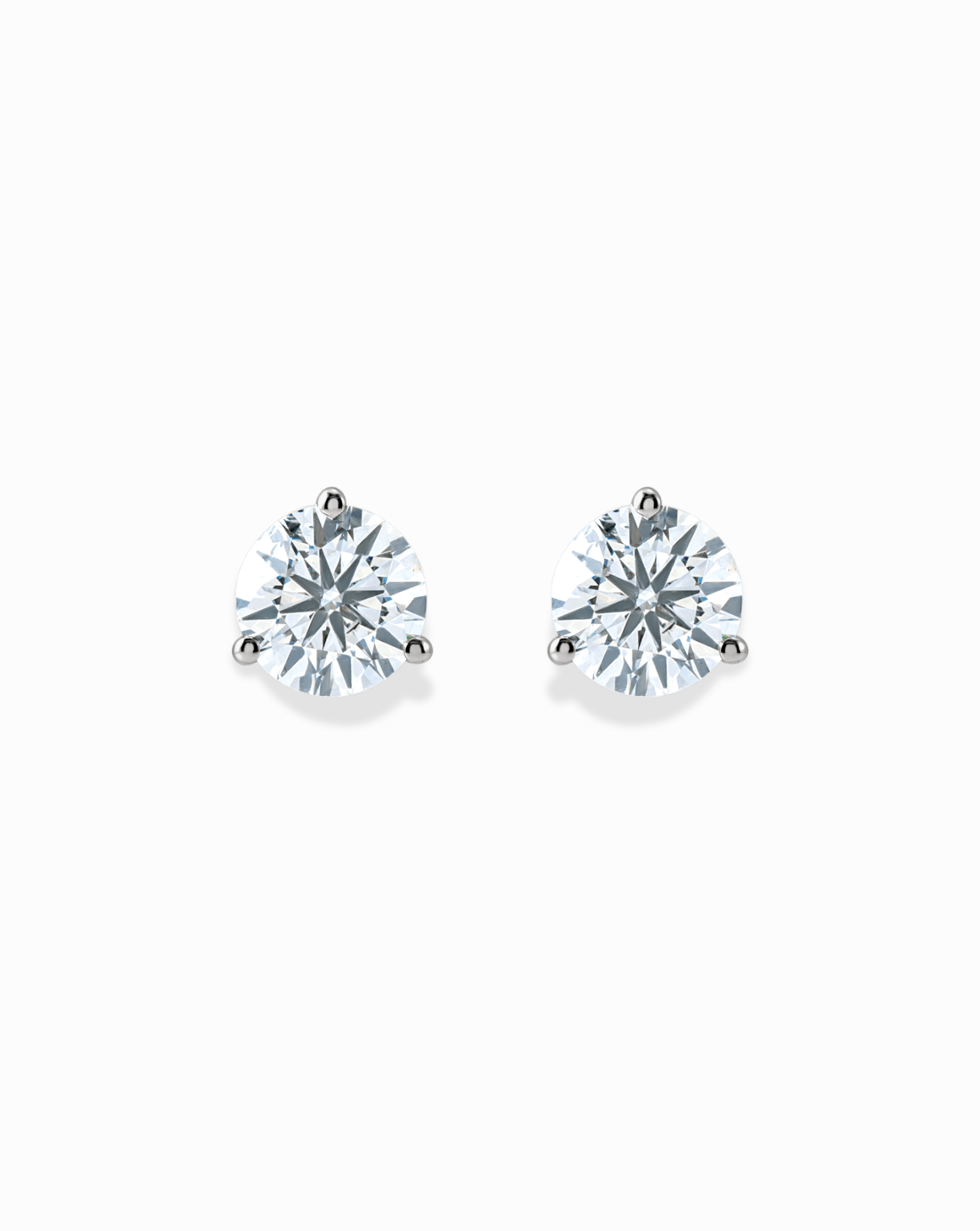 Round Cut Three-Prong Studs