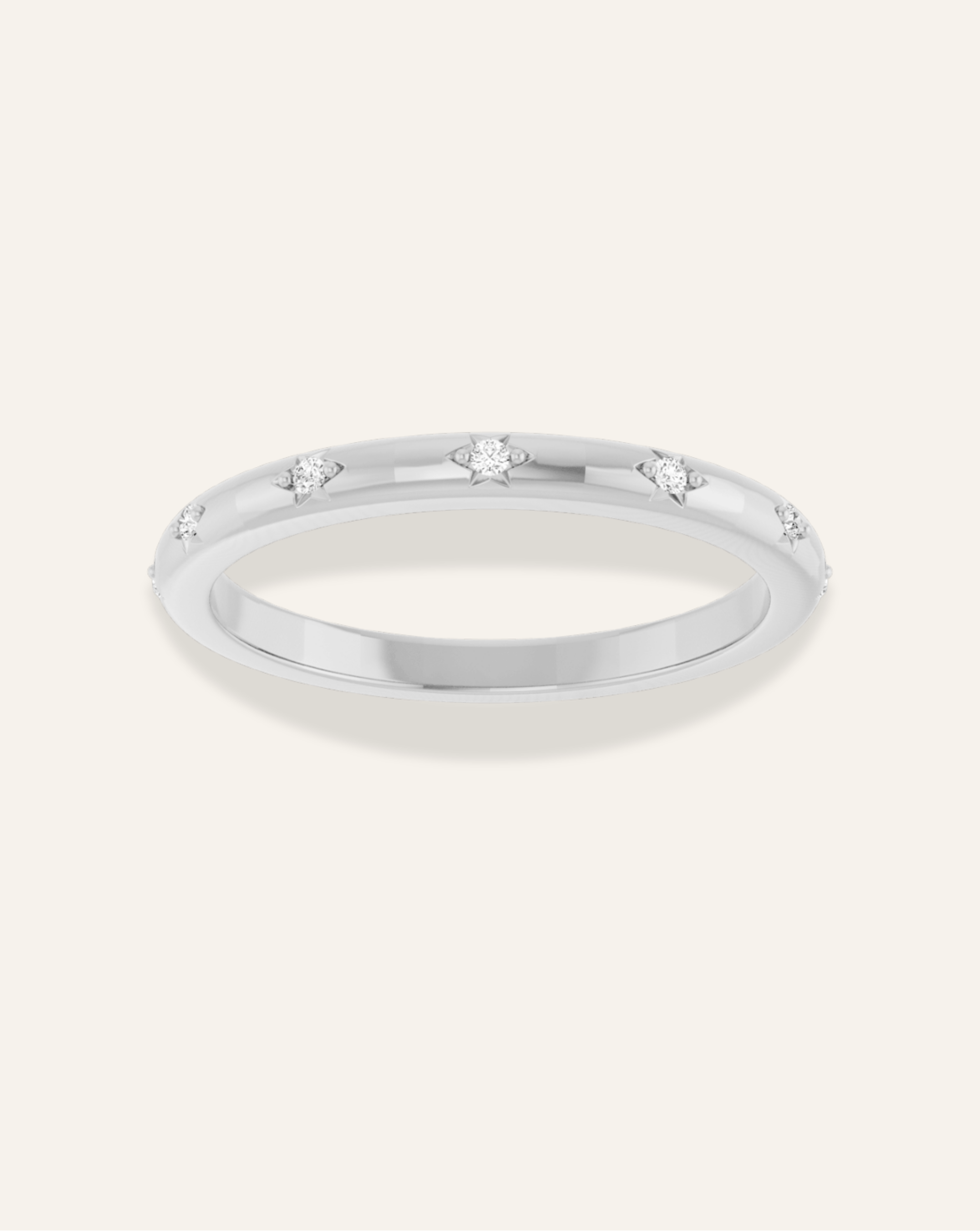 Round Cut Diamond Starburst Ring